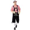 Men's Bavarian Red Plaid Beer Overalls Set - Traditional German Festival Wear