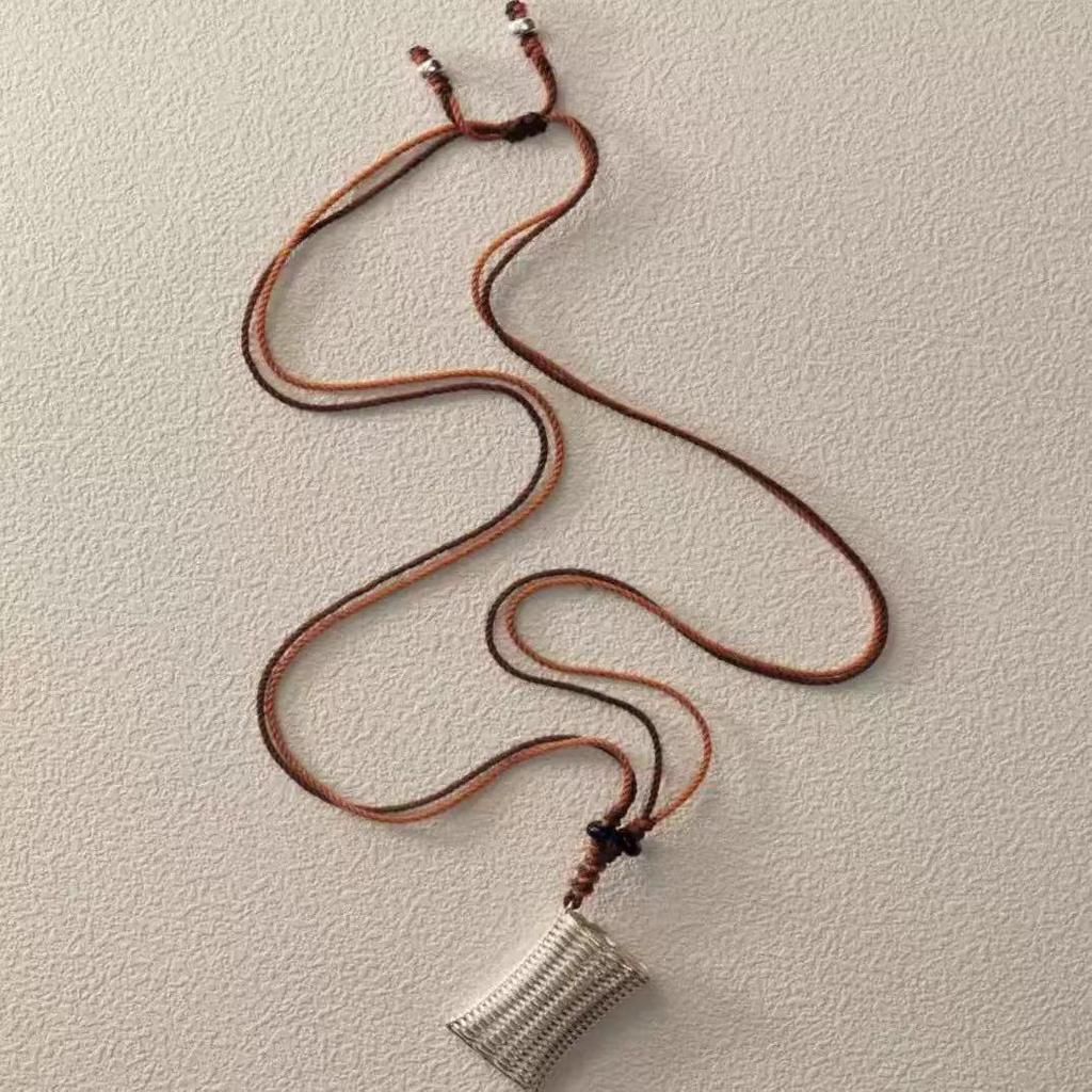 ESN Home Carved Wine Pot Necklace: Nomadic Style Woven Basket Clavicle Chain