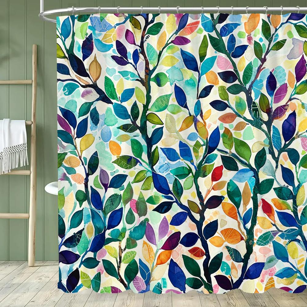 Blue Flowers and Butterflies Shower Curtain Bath Curtain Printed Polyester Floral Bathroom Curtains for Home Decoration Curtain