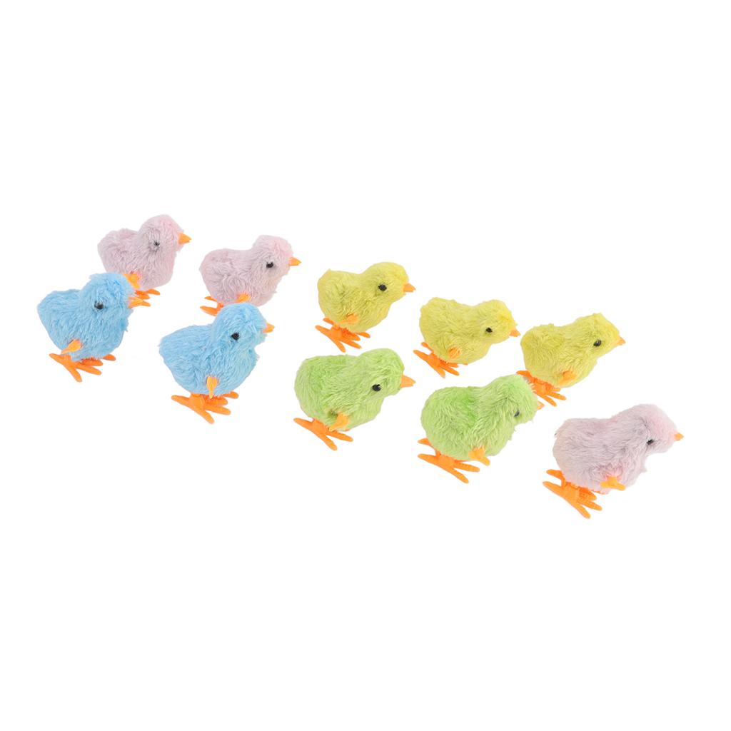 10pcs Clockwork Chick Toy Cute Fun Colorful Stuffed Chick Hopping Wind Up Toy for Cats Kittens Toddlers