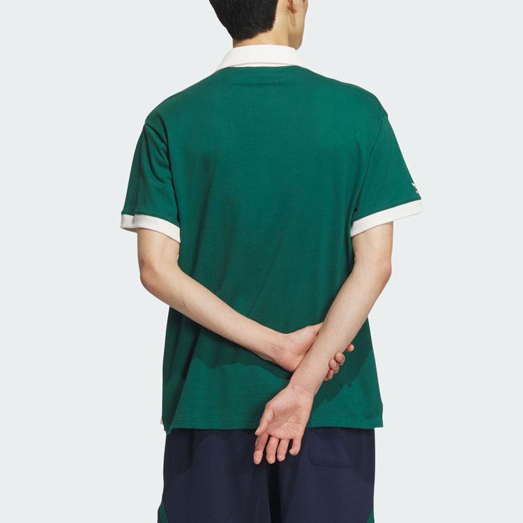 adidas Originals Dumbo Sportswear Cartoon Logo Embroidery Colorblock Short Sleeve Polo Unisex Tops Green IN1077