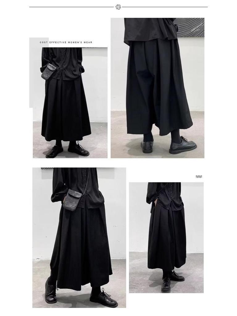 Yamamoto Damen High-Waist Culotte mit weitem Bein - Schlankmachend, lockere Passform.