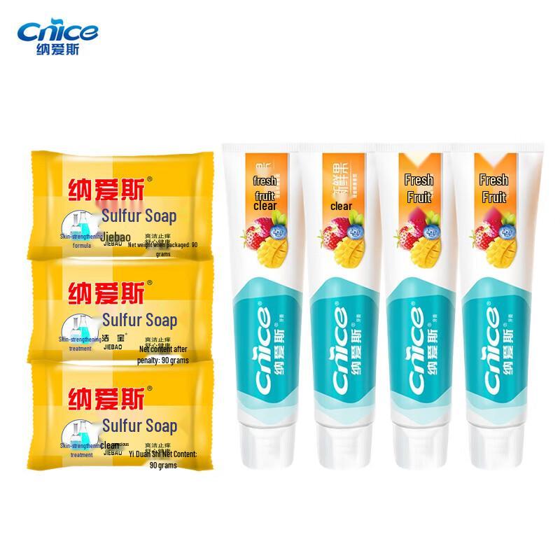 NICE Sulfur Soap (3-Pack) & Fresh Fruit Toothpaste (4-Pack) Bundle