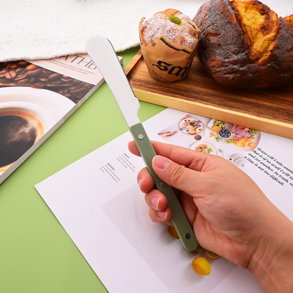 Grün Silber 16-teiliges Geschirr ABS-Griff Nieten Dekoration Besteckset Westliches Messer Gabel Löffel Edelstahl Besteckset