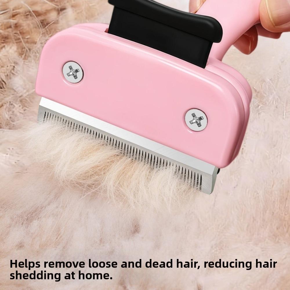 Anti-Slip Dog Hair Remover Portable Comfort Grip Pet Grooming Brush Stainless Steel Pets Hair Removal Comb Pet Massage
