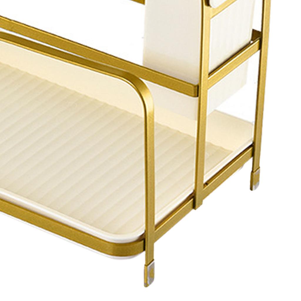 Abtropfgestell für Essstäbchen Multifunktional Kohlenstoffstahl und PP Küchenarbeitsplatte Utensilienhalter Gold