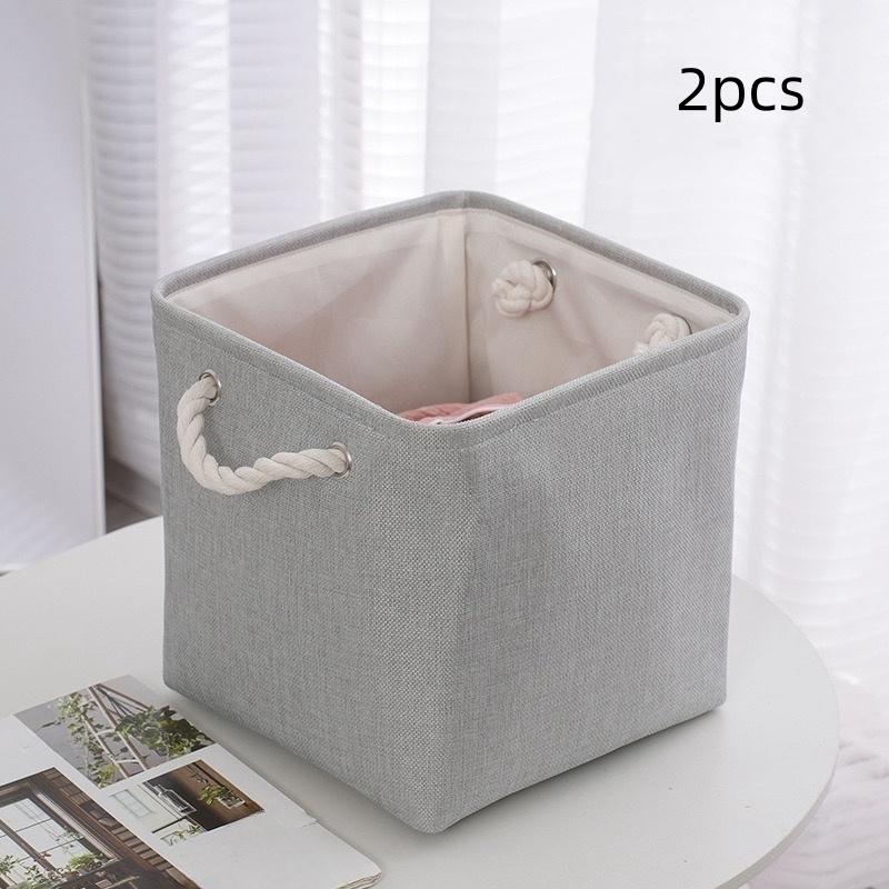 2Pcs/Cotton and Linen Storage Basket Large Capacity Foldable Storage Basket Household Clothing Organizer Basket