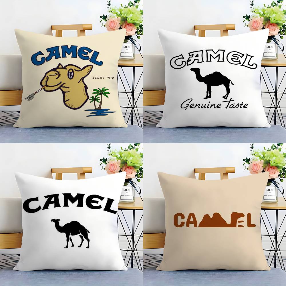 Luxury C-Camel Pillow Case Plush Fabric Soft Double Sided Print Sofa Cushion Cover Throw Pillow Covers