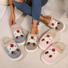 Fashion Women's Christmas Elk Cotton Slippers Winter Home Short Plush Warm Slippers Couple Models House Bedroom Slides Woman Shoes