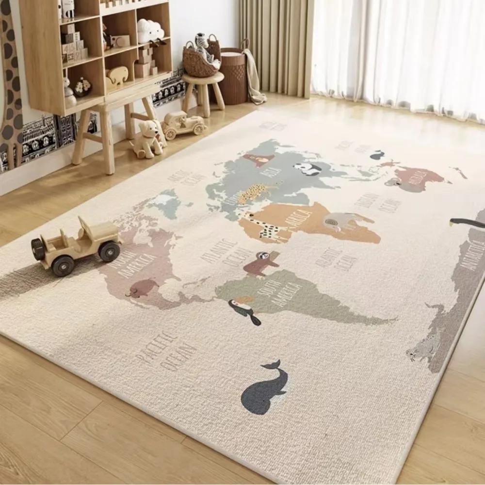 Koberec Do Izby Spálne Kreslená Mapa Sveta Podmorský Svet Vesmírny Koberec Umývateľný Protišmykový Koberec Detská Hracia Podložka Domáca Dekorácia