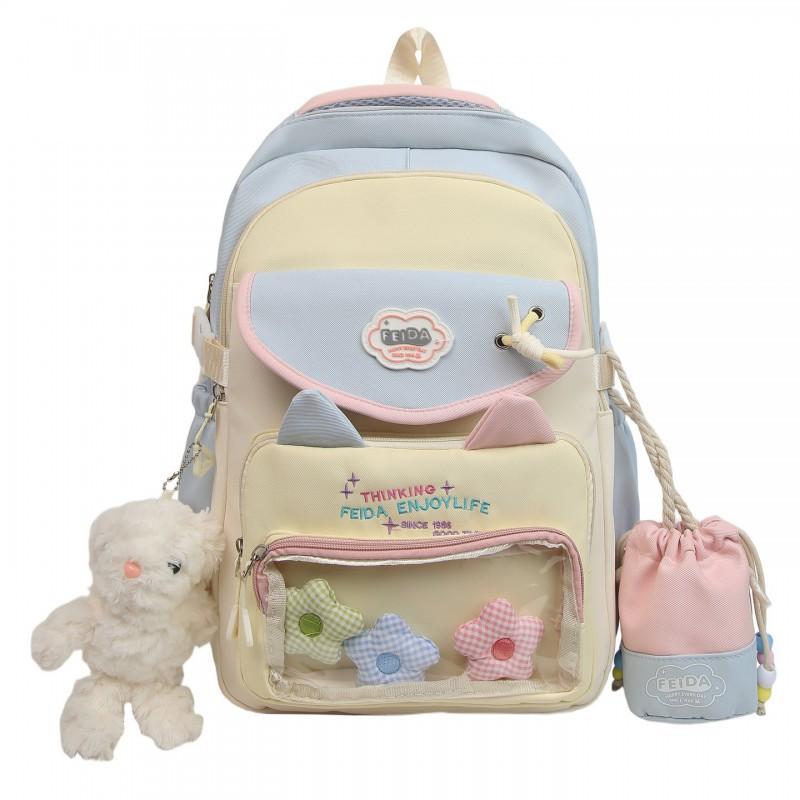 

Японский стиль Ins Preppy Маленький свежий школьный рюкзак Женский вместительный прозрачный сумка-пакет рюкзак Высоколицевой милый