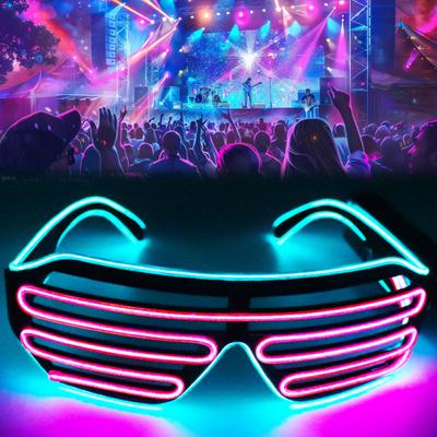 Ochelari Light Up Neon Rave Ochelari cu obturator intermitent Ochelari de soare cu LED-uri El Wire Costume de DJ strălucitoare pentru petrecerile anilor 80 Festival de muzică