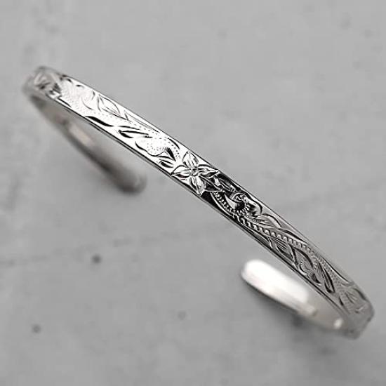 Brand 18K GP Maile Scroll Wave Hawaiian Flat Flat Hawaiian Includes Exclusive Box [BFF] Bangle, Gold, Gold, Bangle, Band, Bracelet, Jewelry, (S (4mm