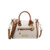Carine 22 Classic Presbyopic Zipper Closure Canvas and Leather Hand-held Shoulder Crossbody Bag Mini Women's Vanilla Color