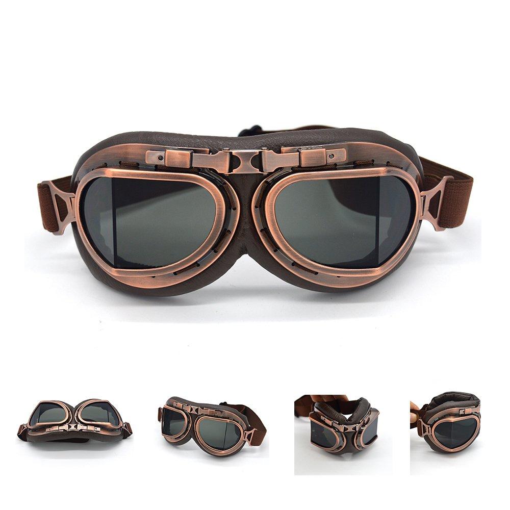 

[evomosa] Vintage Retro Motorcycle Cycling Sports Goggles Helmet UV Protection Multi-Purpose Use Protective (Smoke)