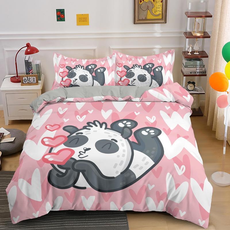 Panda Duvet Cover Set Cartoon Animal Bedding Set Kids Boys Girls Quilt Cover Queen Size 2/3pcs Comforter Cover with Pillow Case