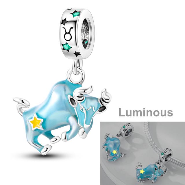 Luminous Charms Beads 925 Silver Constellations Firefly Jellyfish Bulb Star Moon Dangle Fit Original Bracelet Jewelry