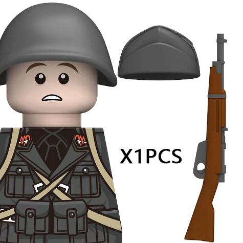 MOC Вторая мировая война Итальянские Солдаты Фигурки Строительные Блоки Армия Италии Офицер Пехоты Оружие Пистолет Плащ Шлемы Танковая Пушка Кирпичики Игрушки