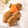 Fluffy Capybara Plush Doll Kawaii Capybara With Hamburger Bread Stuffed Toy Simulation Stuffed Animals Birthday Gift Home Decor