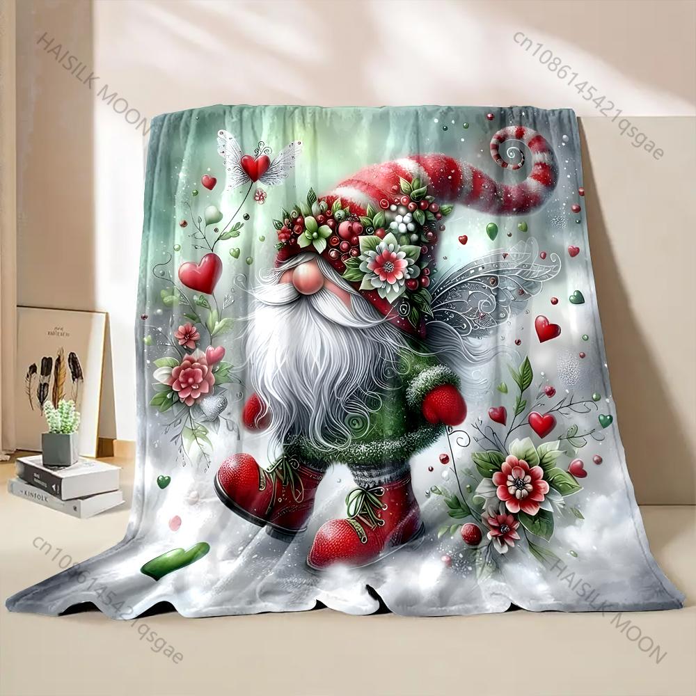 Christmas Themed Gnome Blanket Warm Soft Luxury Gifts for Children Adults Suitable for Home Bed Sofa Travel Camping Multisize
