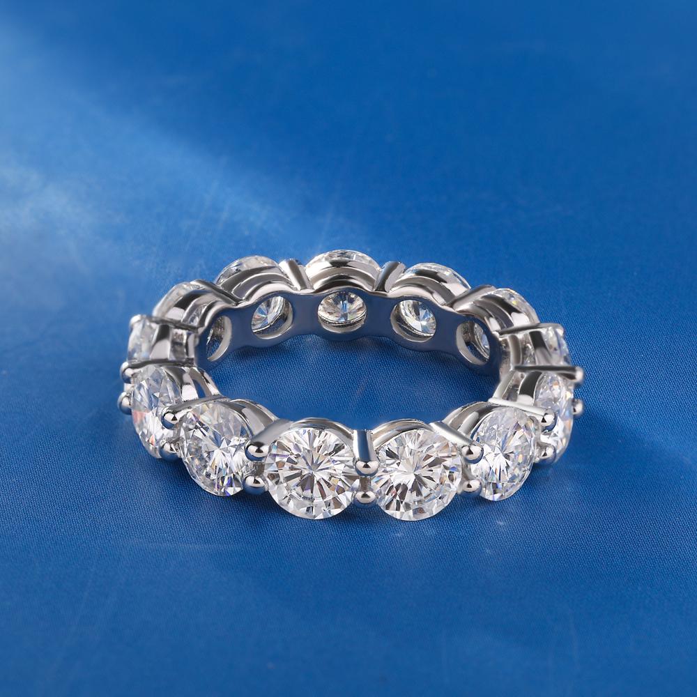 Farbe Moissanit Reihenring 925er Sterlingsilber Diamant Eheringe für Damen Zertifizierter Feinschmuck Geschenk Houtros