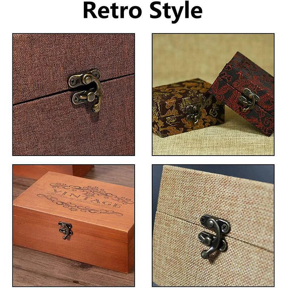 30Pcs Antique Bronze Box Hasps Iron Lock Catch Latches For Jewelry Chest Box Suitcase Buckle Clip Clasp  Wooden Box Hardware