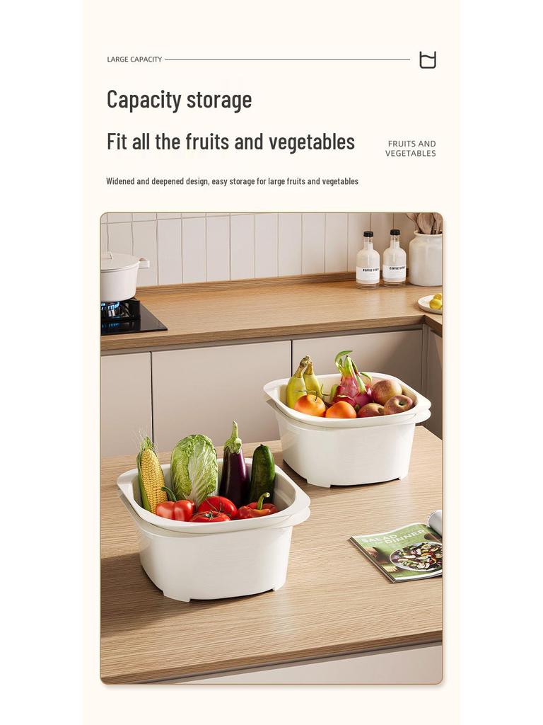 2026 Multi-Layer Stackable Kitchen Basket: Draining and Washing Basin for Fruits, Vegetables, and Rice.