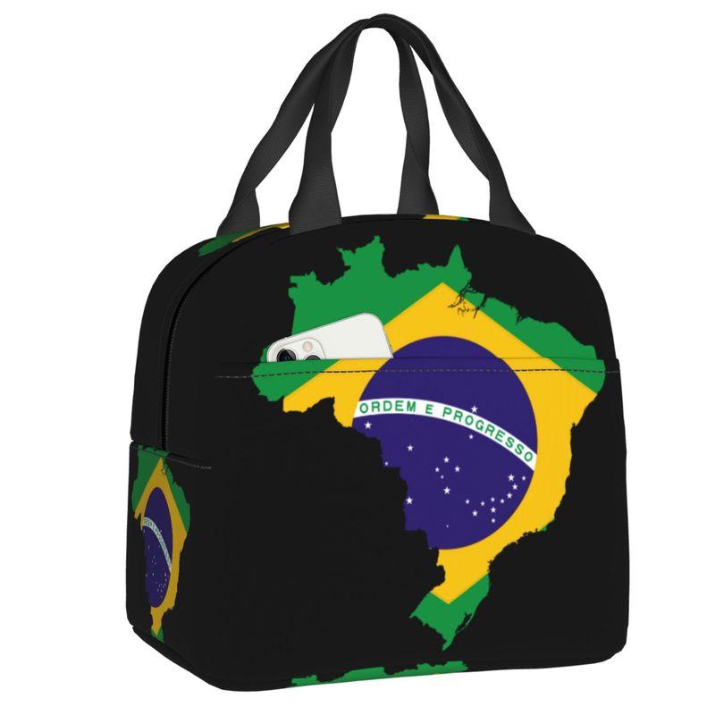 Brazil Flag Resuable Lunch Boxes Women Waterproof Cooler Thermal Food Insulated Lunch Bag School Children Student
