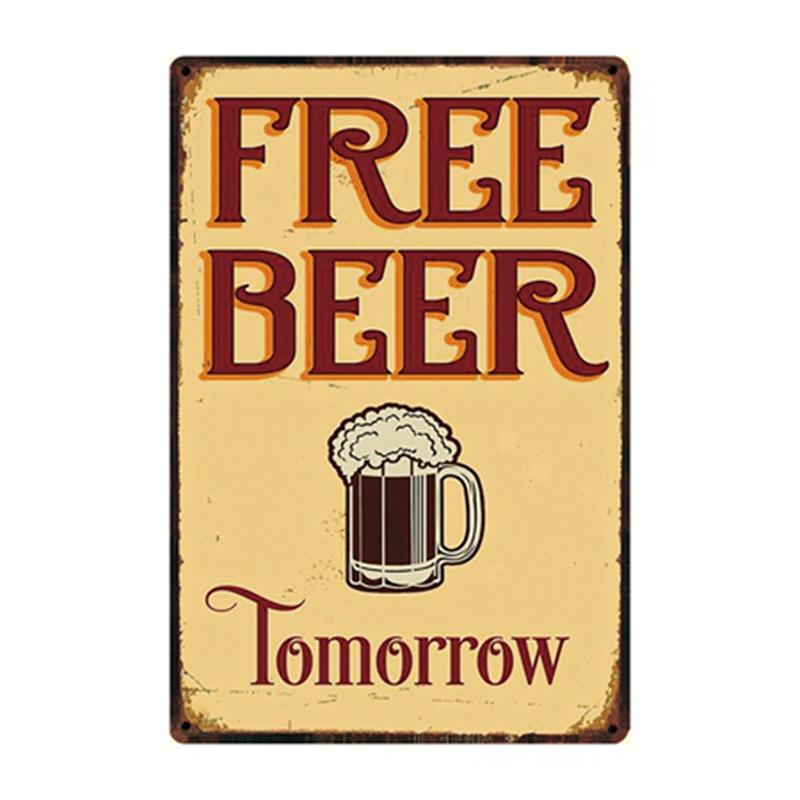 [ WellCraft ] Free Beer Tomorrow Ice Cold Beer Served Here Metal Sign Posters Art Vintage Mural Painting Custom Decor WW4