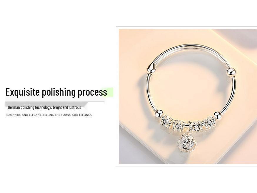 Zhenrong 925 Silber Damenarmband: Palastglocke, Japanischer & Koreanischer Stil, Modische Sterling Silber Rotierende Perle, Ethnischer Stil