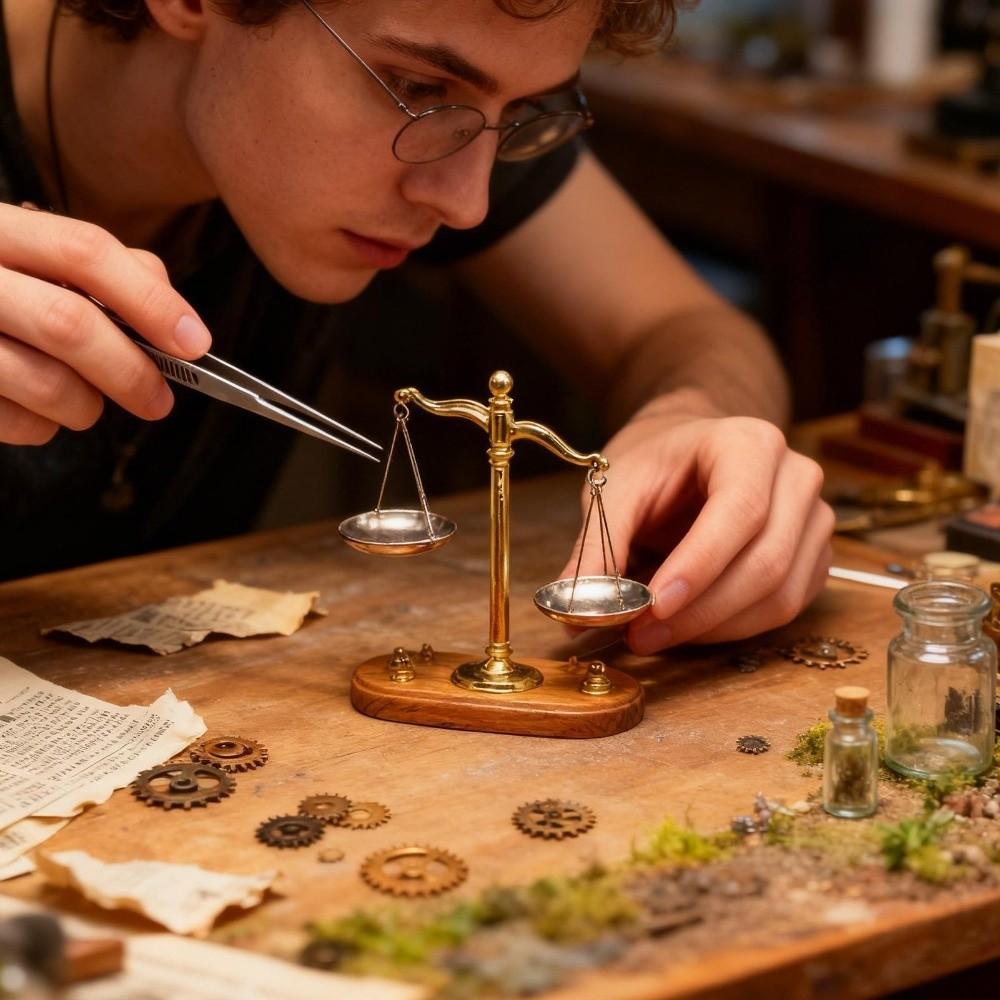 Mini Balance Scale Model 1:12 Antique Simulation Balance Dollhouse Decoration Photography Props