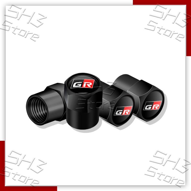 Style de Voiture 4 Pièces Bouchons de Valve de Pneu Métalliques pour Roue Bague de Jante de Pneu Couvercles Hermétiques pour Logo Sport GR Gazoo Racing Prius Camry Yaris Décor