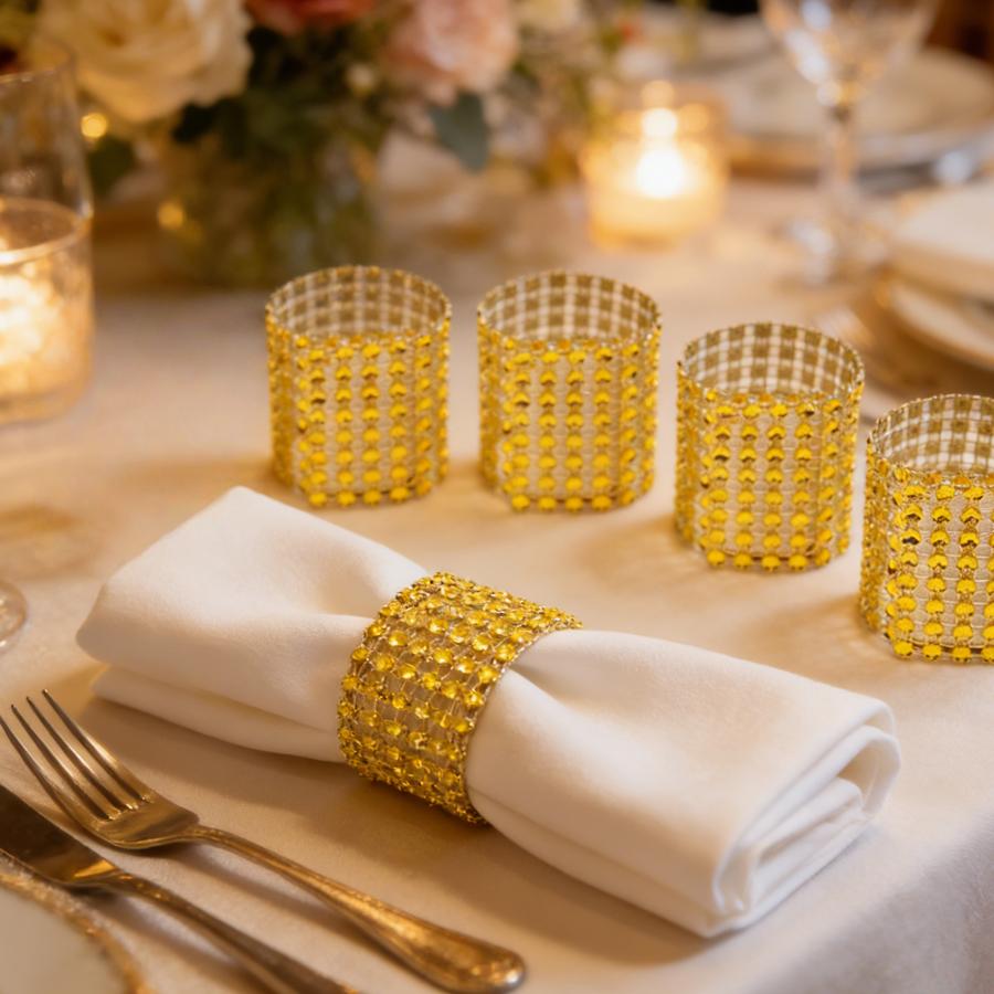 10Pcs Rhinestone Hollow Out Napkin Rings, Napkin Holders for Wedding, Holiday Party, Hotel & Catering Events
