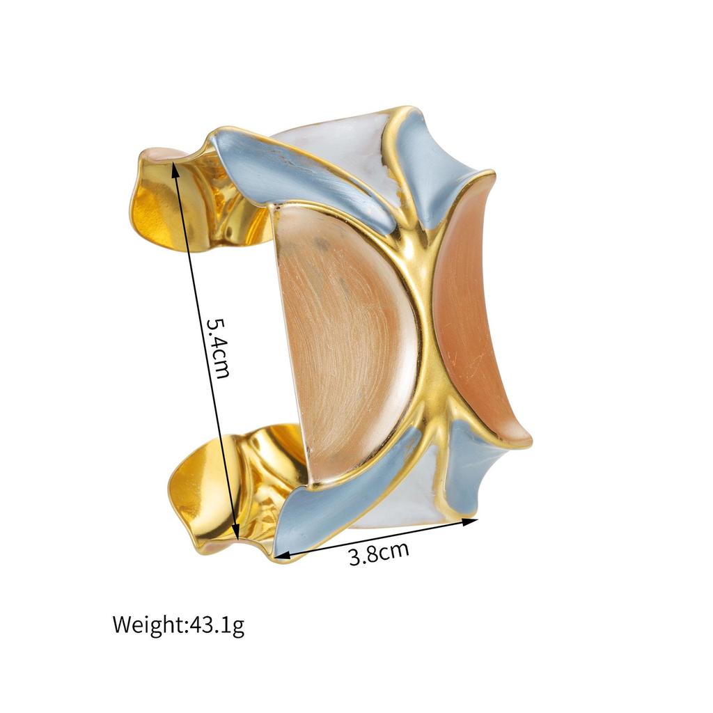 Přeshraniční nerezový náramek s barevným blokováním dopaminu - Niche móda, lehký luxus, geometrické šperky s kapkovou olejovou technikou.