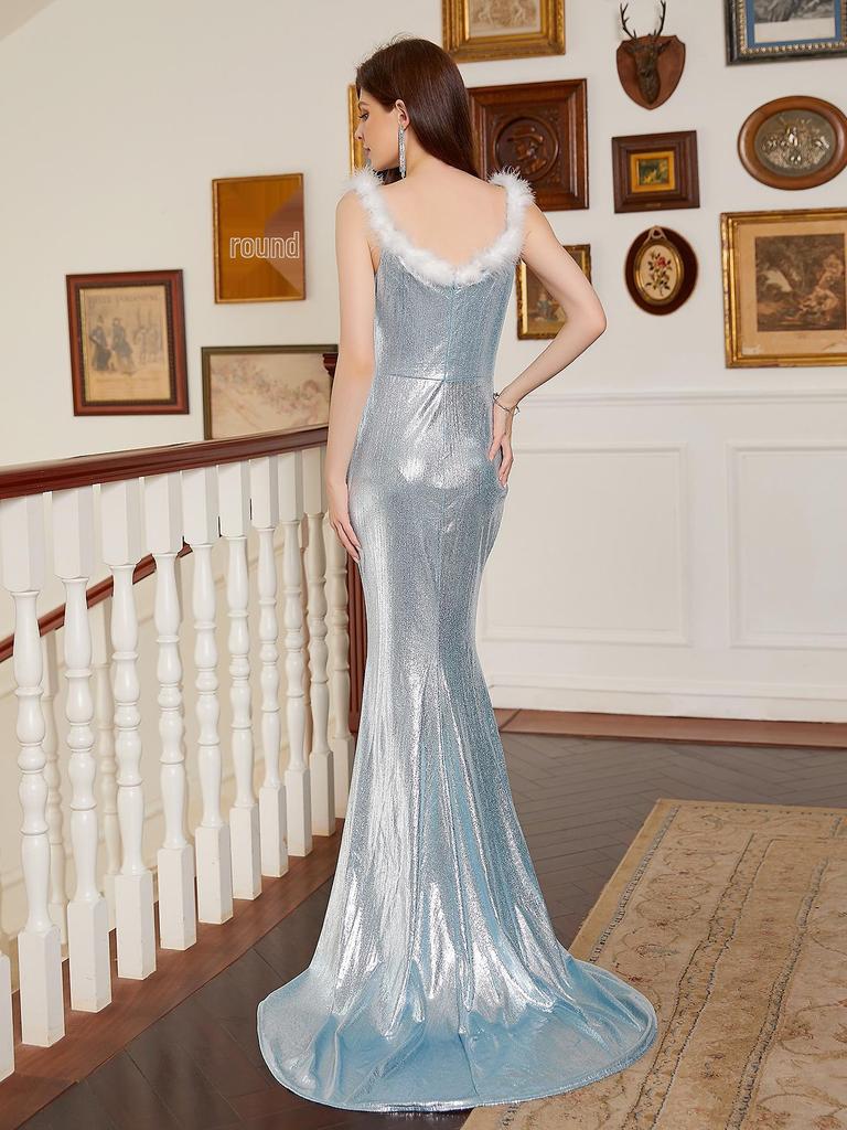 Light Blue Evening Gown - 2025, Long Banquet Party Dress