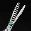 6.0-Inch Serrated Green Gem Hairdressing Scissors - Straight Shears with Antler Fishbone Design