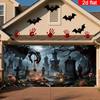2D flat banner 1 Halloween garage door covering banner gothic-style cemetery decoration.PMJ