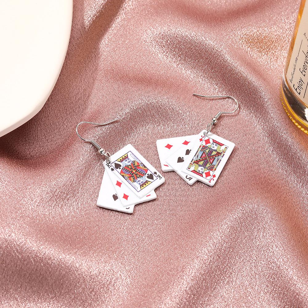 Handmade Personality Playing Card Earrings - Creative and Fun Accessories