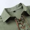 Cotton Linen 100%  Men's Fashion Short-sleeved Shirt Casual Solid Color Lapel Men's V-neck Short-sleeved Shirt