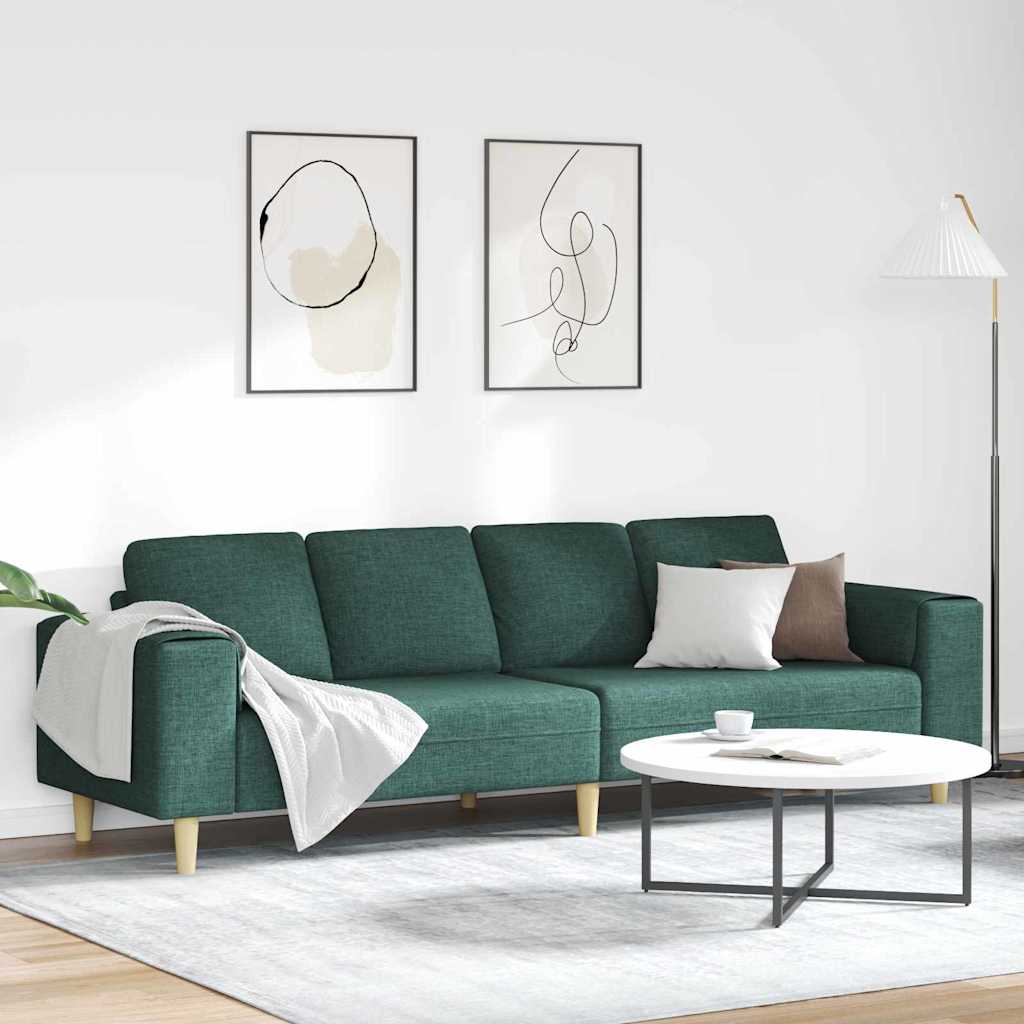 Living Room Sofa Dark Green 250 x 77 x 76 cm Polyester