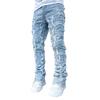 Men's Casual Mid-Rise Washed Trousers Retro Straight Slim Fashion Jeans