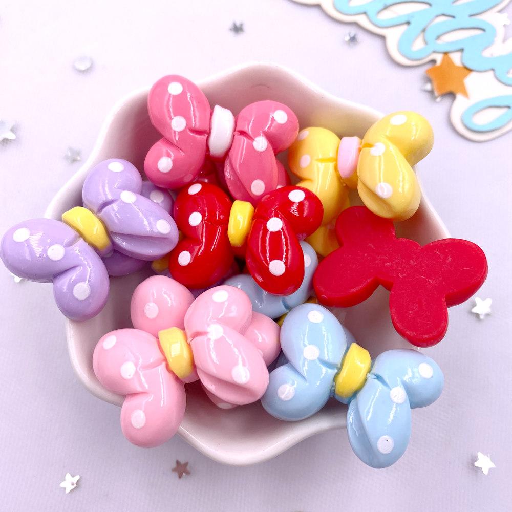 12PCS Mix Resin Kawaii Colorful Wave Point Bowknot Flat Back Cabochon Stone Scrapbook DIY Home Decor Figurine Crafts Accessories