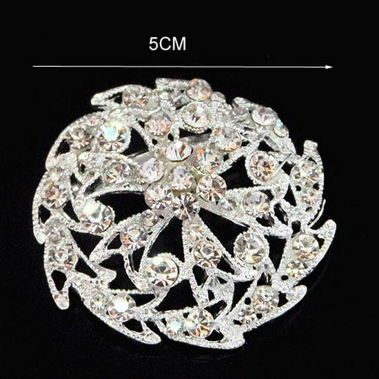 European-American Fashion Bride Silver Rhinestone Brooch Bouquet B842