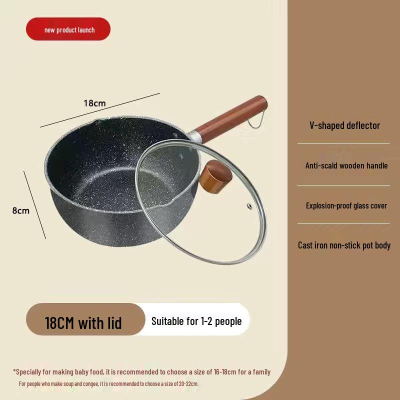 Yukihira Non-Stick Stone Pot: Single-Serve Instant Noodle & Milk Cooking Pot