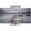 Three Piece Picture Canvas Print Footbridge Lake Nature Grey