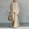 Completi da Salotto Estivi da Donna a Due Pezzi con Top Batwing a Manica Lunga Scollo a Barca e Pantaloni a Gamba Larga