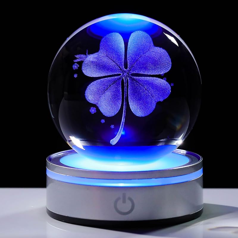 

Kertari K9 crystal ball four leaf clover 3D snow globe birthday present male girl woman Popular [Genuine] Cute miscellaneous goods interior