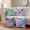 4pcs Watercolor Tropical Leaves Cushions Pillowcase Polyester Cushion Cover Throw Pillow Pillowcover Home Car Sofa Decor