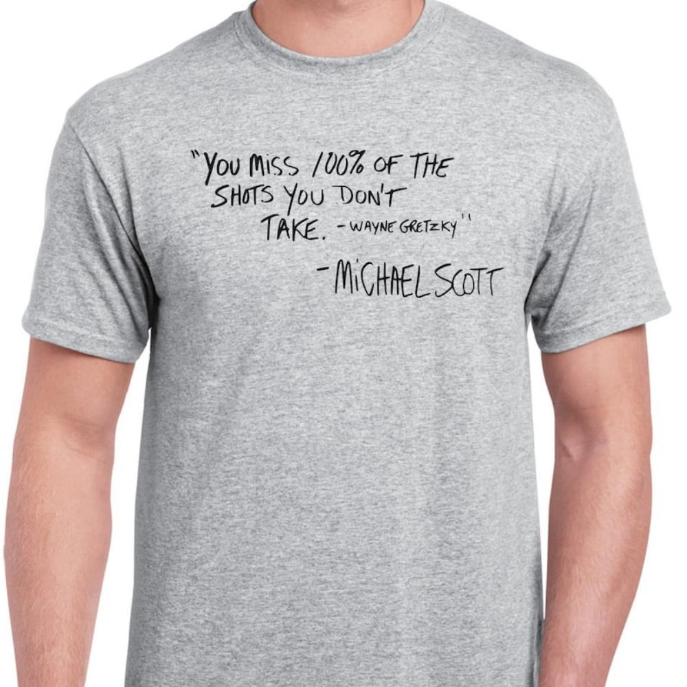 La Serie TV The Office Michael Scott Citazione You Miss 100 of The Shots Maglietta Office TV Show Grafica T-shirt Donna Uomo Cotone Manica Corta