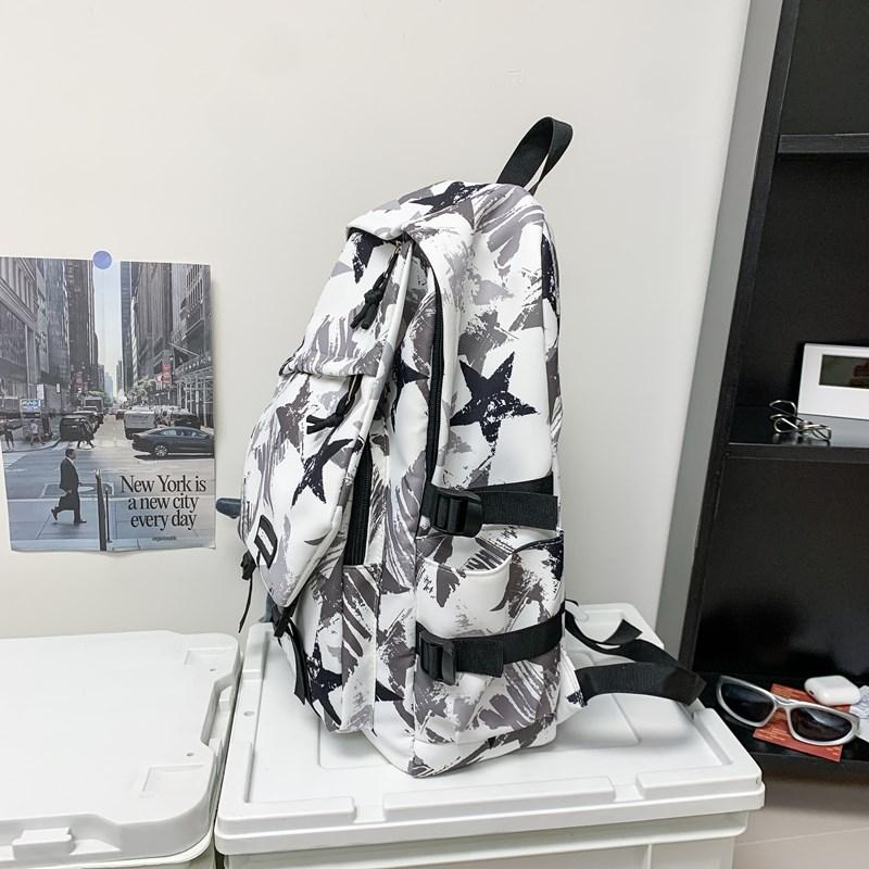 Star Graffiti Print Student Schoolbag Unisex Backpack